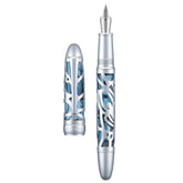Asvine P80 Piston Filling Fountain Pen Medium Nib, Spider Skeleton Transparent Gray Blue Acrylic Pen Case and Wrench Set
